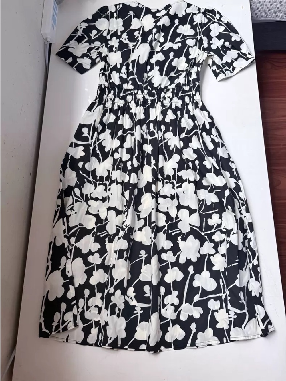 Black & White Floral Midi Dress - Elegant Women's Dress